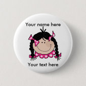 Black Hair Girl  Button (Voorkant)