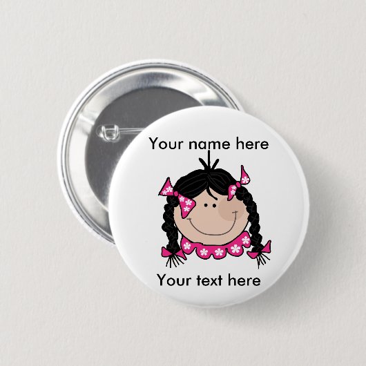 Black Hair Girl  Button (Voorkant /achterkant)