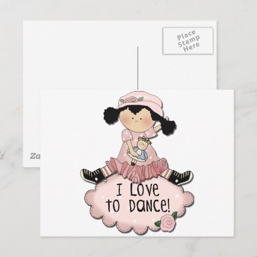 Black Hair Girl Dancer Tshirts en cadeautjes Briefkaart (Voorkant / Achterkant)