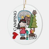 Black Hair Girl I Love Camping Keramisch Ornament (Links)
