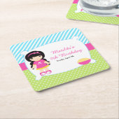 Black Hair Girl Slumber Party Kartonnen Onderzetters (Schuin)