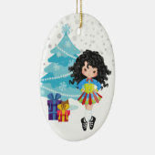 Black Hair Irish Dancer Winter Kerstmis Keramisch Ornament (Rechts)