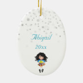 Black Hair Irish Dancer Winter Kerstmis Keramisch Ornament (Achterkant)