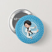 Black Hair Karate Boy Judo Martial Arts Ronde Button 5,7 Cm (Voorkant /achterkant)