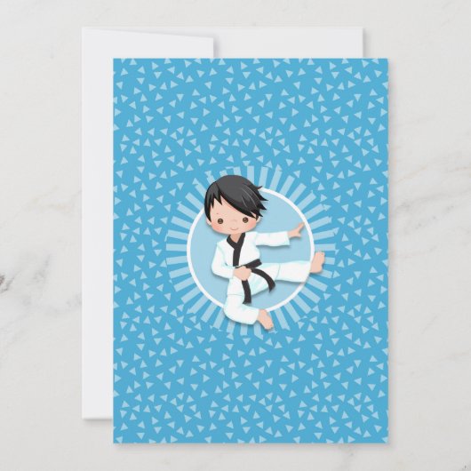 Black Hair Karate Judo Boys Birthday Uitnodiging (Achterkant)