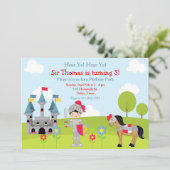 Black Hair Knight Verjaardagsfeestuitnodiging Kaart (Staand voorkant)