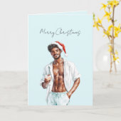 Black Hair Man Christmas   Kaart (Gele Bloem)