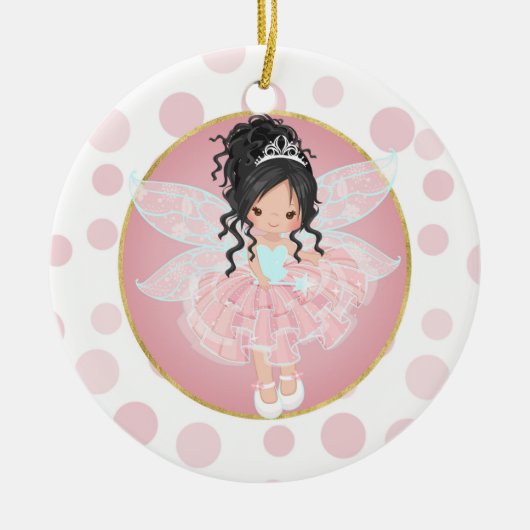 Black Hair Pink Fair Keramisch Ornament (Voorkant)