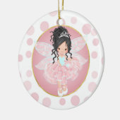 Black Hair Pink Fair Keramisch Ornament (Links)