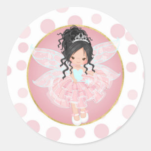 Black Hair Pink Fairy Ronde Sticker