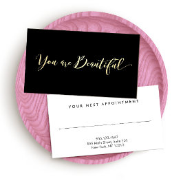 Black Hair Salon Appointment Herinder Gold Script Afsprakenkaartje