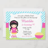 Black Hair Sleepover Slumber Party Verjaardag Kaart (Voorkant)