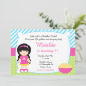 Black Hair Sleepover Slumber Party Verjaardag Kaart (Staand voorkant)