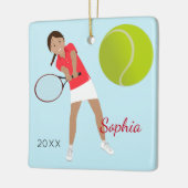 Black Hair Tennis Player Keepsake Keramisch Ornament (Links)
