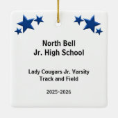 Black Hair Track en Field Girl Blauw Zwart Keramisch Ornament (Achterkant)