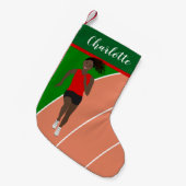 Black Hair Track Meisje in het rood Kleine Kerstsok (Voorkant (Hangend))