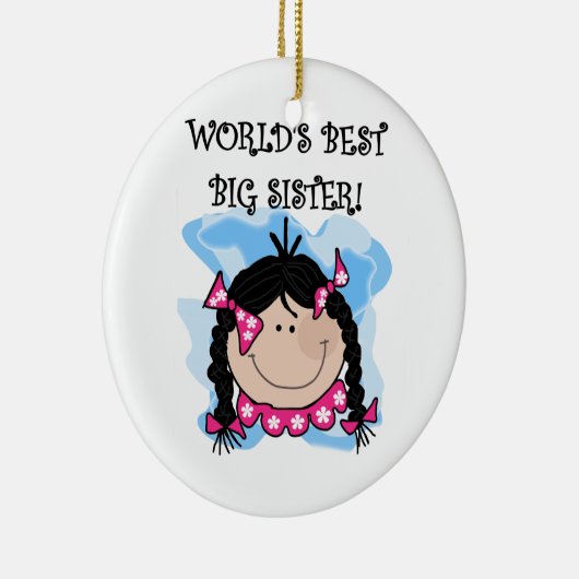 Black Hair World's Best Big Sister Gifts Keramisch Ornament (Rechts)