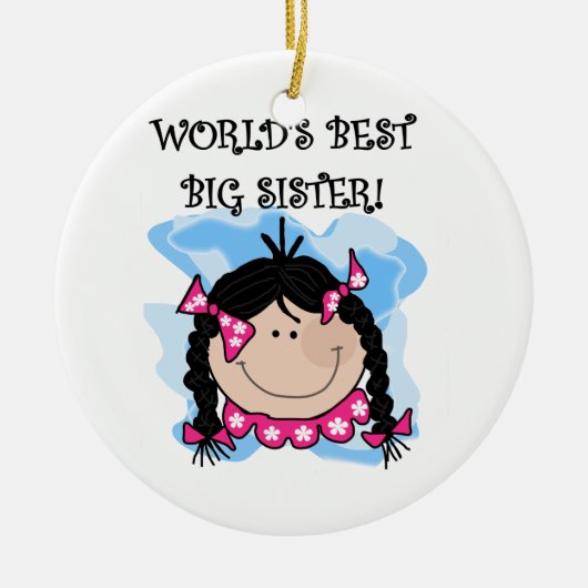 Black Hair World's Best Big Sister Gifts Keramisch Ornament (Voorkant)
