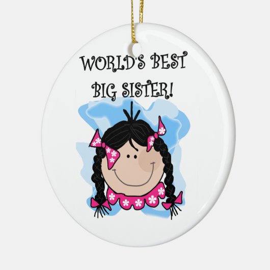 Black Hair World's Best Big Sister Gifts Keramisch Ornament (Links)