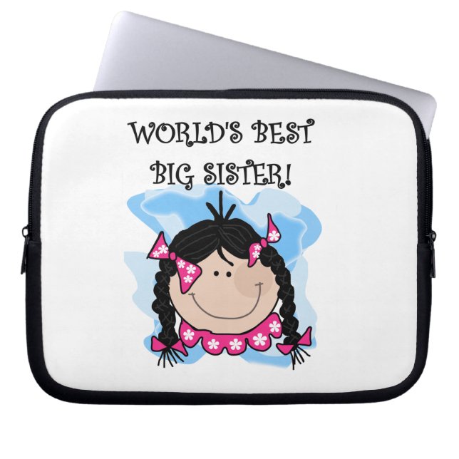 Black Hair World's Best Big Sister Gifts Laptop Sleeve (Voorkant)