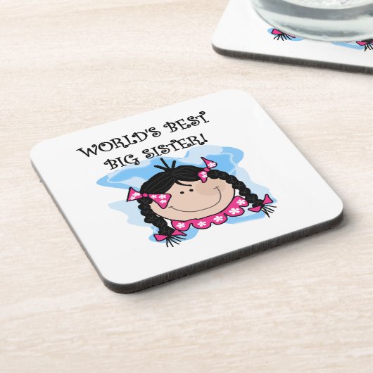 Black Hair World's Best Big Sister Gifts Onderzetter (Linkerzijde)