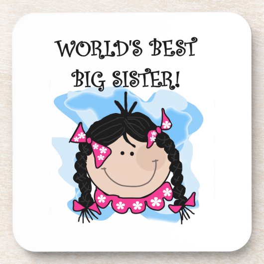 Black Hair World's Best Big Sister Gifts Onderzetter (Voorkant)