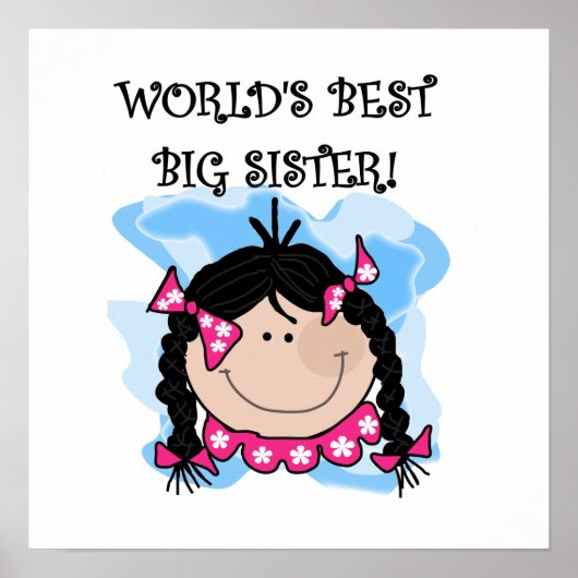 Black Hair World's Best Big Sister Gifts Poster (Voorkant)