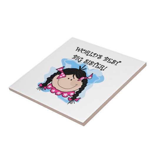 Black Hair World's Best Big Sister Gifts Tegeltje (Zijkant)