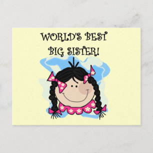 Black Hair World's Best Big Sister Tshirts Briefkaart