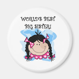 Black Hair World's Best Big Sister Tshirts Magneet