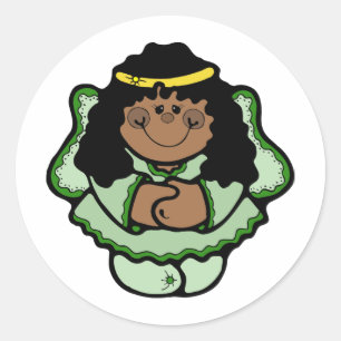Black Haire Angel Ronde Sticker