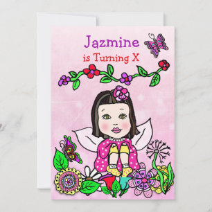 Black Haire Fairy Birthday Kaart