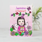 Black Haire Fairy Birthday Kaart (Staand voorkant)