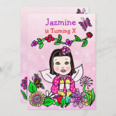 Black Haire Fairy Birthday Kaart (Voorkant / Achterkant)