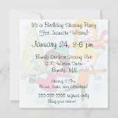 Black Haire Girl Skating Birthday Invitation Kaart (Achterkant)