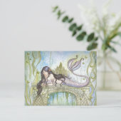 BLACK HAIRED MERMAID BRIEFKAART (Staand voorkant)