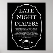 Black Halloween Baby Shower Late Night Diapers Poster (Voorkant)
