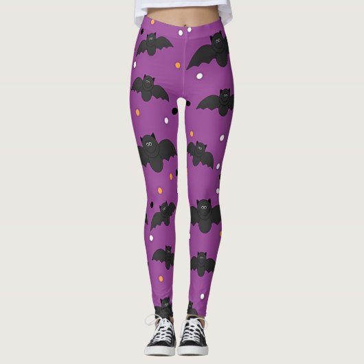 Black Halloween Bats Leggings (Voorkant)