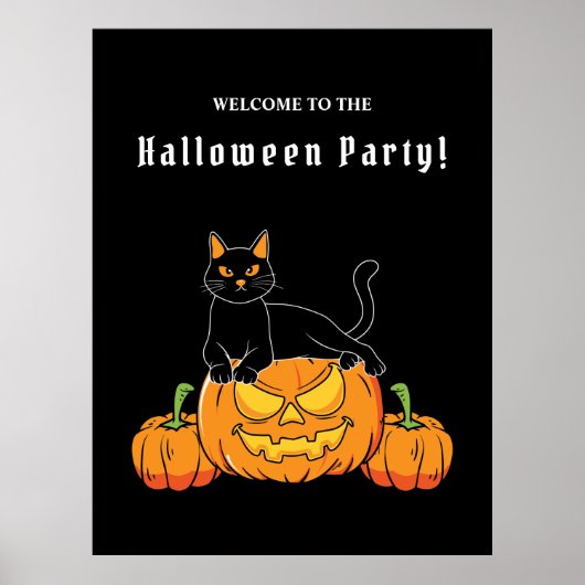 Black Halloween "Cat and Pumpkin" Poster (Voorkant)