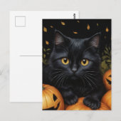 Black Halloween Cat Briefkaart (Voorkant / Achterkant)
