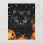 Black Halloween Cat Briefkaart (Voorkant)