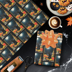 Black Halloween Cat Cadeaupapier