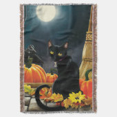 Black Halloween Cat Deken (Voorkant Verticaal)
