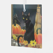 Black Halloween Cat Glas Ornament (Voorkant links)