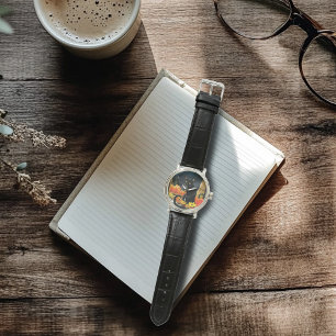 Black Halloween Cat Horloge