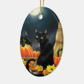 Black Halloween Cat Keramisch Ornament (Links)