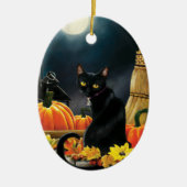 Black Halloween Cat Keramisch Ornament (Voorkant)