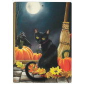 Black Halloween Cat Klembord (Achterkant)