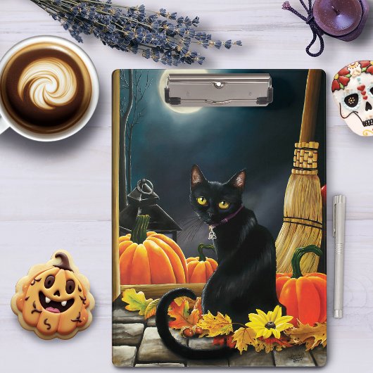 Black Halloween Cat Klembord