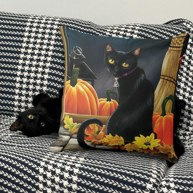 Black Halloween Cat Kussen (Creator heeft geüpload)